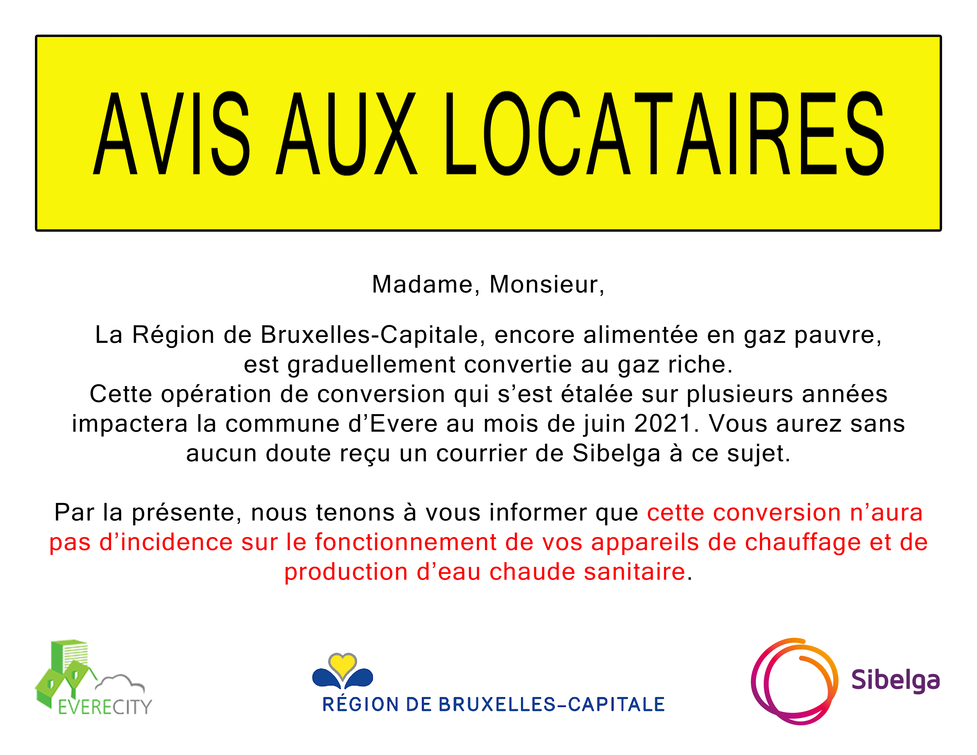 AVIS AUX LOCATAIRES