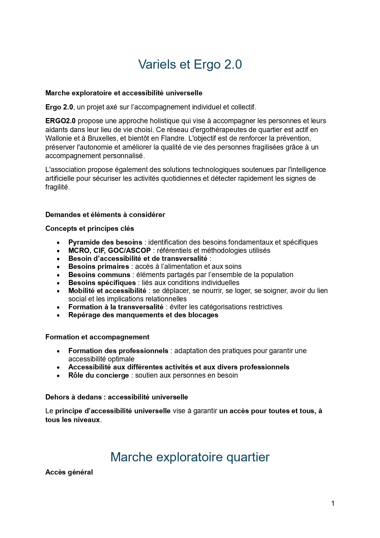 Annexe 3 - Recommandations de la marche exploratoire - Ergo 2.0