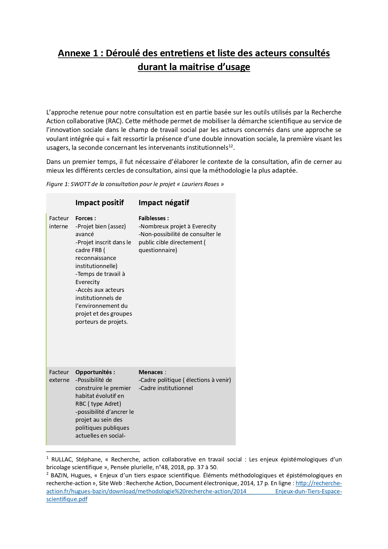 Cahier 3 - Projet Variels - Annexe 1 - Déroulé des entretiens et liste des acteurs consultés durant la maitrise d'usage